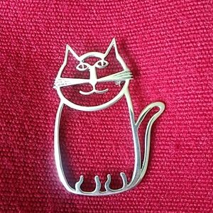 Vintage Navajo Cat Sterling Pin/ Brooch.